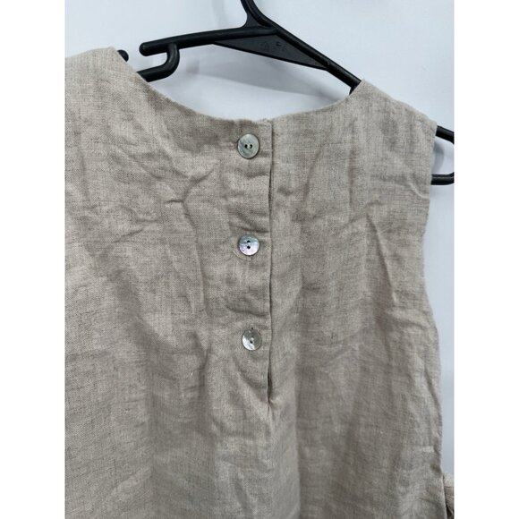 The Oaks Apparel Cotton Linen Blend Mini Dress Kids 7 Beige Lagenlook Minimalist - Picture 6 of 8